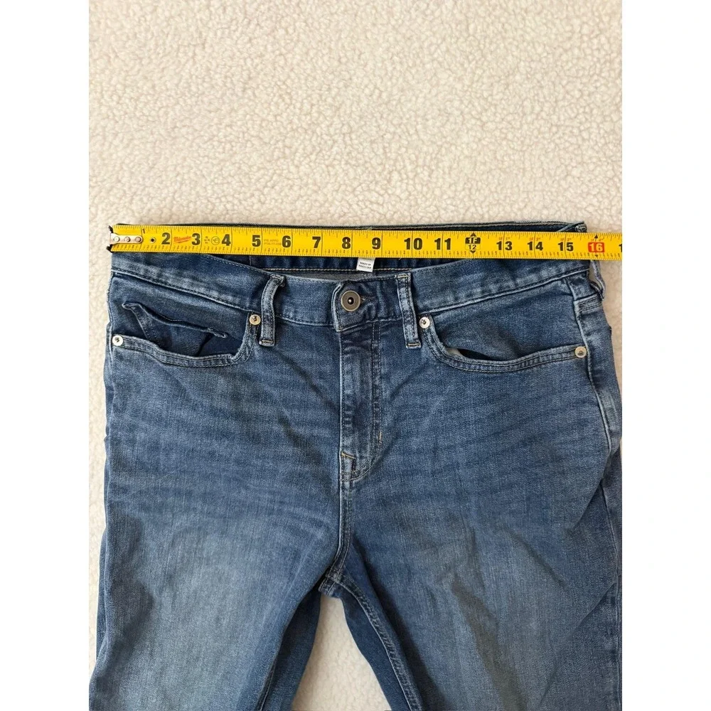 Banana Republic Luxe Traveler Jeans Mens 31x30 Blue Slim Tapered Stretch Denim